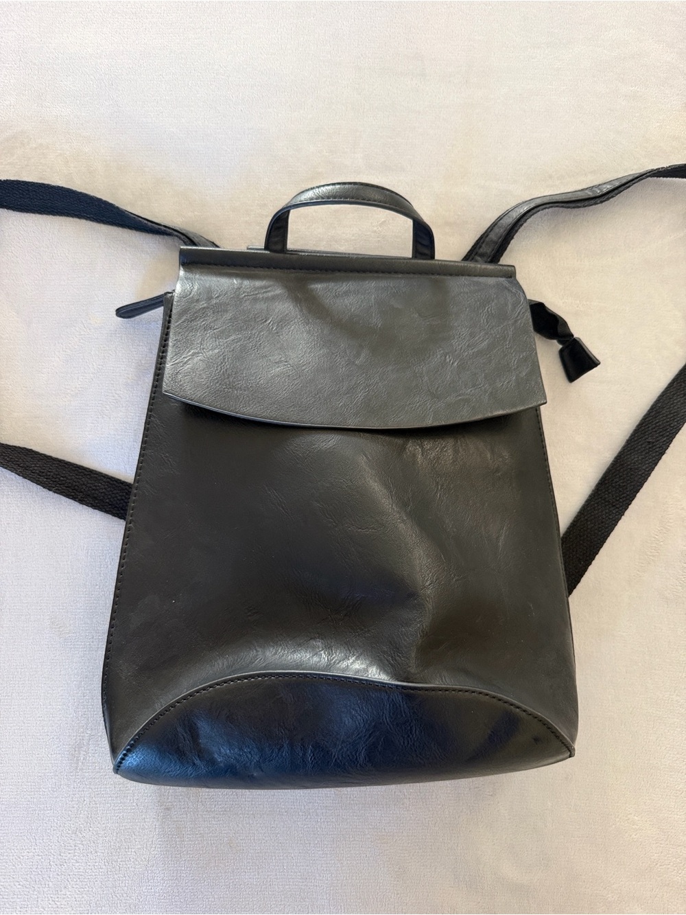 Black Leather Mini Backpack & Converts into a Shoulder/Crossbody Bag